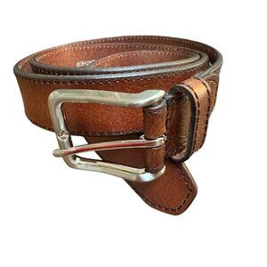 Fossil Genuine Tan Leather‎ Belt With Metal Buckle Men's Size 44